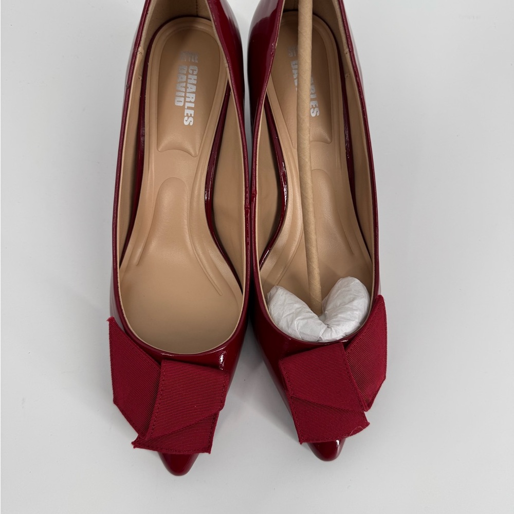 Charles & Keith Burgundy Bow Heels NEW IN BOX